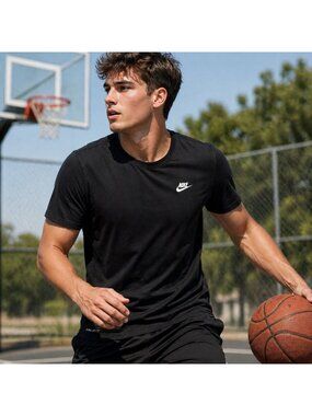 The Nike Tee Men's Dri-Fit Athletic Cut Black Short-Sleeved Shirt SZ L Jogging